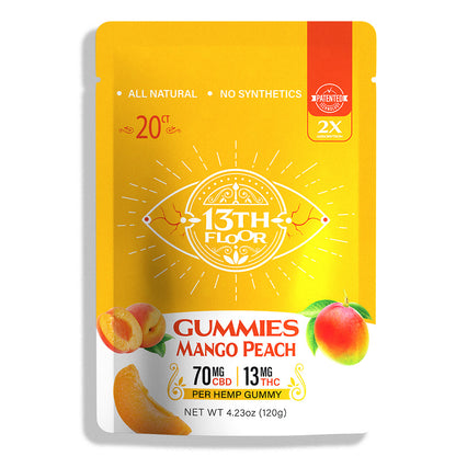 13th Floor Mango Peach Flavored Delta 9 THC Gummies 20ct Packet